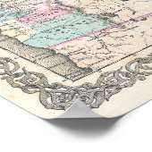 ヴィンテージオレゴン州北西部の地図 ポスター (角)