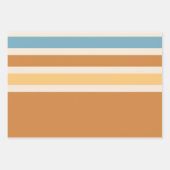 ヴィンテージオレンジとブルーオレンジのレトロストライプ ラッピングペーパーシート (正面3)