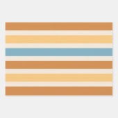 ヴィンテージオレンジとブルーオレンジのレトロストライプ ラッピングペーパーシート (正面2)