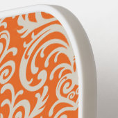 ヴィンテージオレンジとホワイトダマスクパーソナライズされた ピックルボールラケット (左詳細)