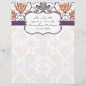 ヴィンテージオレンジと紫の花渦巻形の柄 (正面)