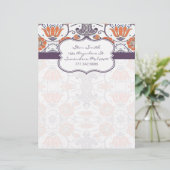 ヴィンテージオレンジと紫の花渦巻形の柄 (スタンド正面)