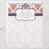 ヴィンテージオレンジと紫の花渦巻形の柄 (正面/裏面)