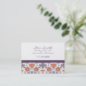 ヴィンテージオレンジと紫の花渦巻形の柄 名刺 (スタンド正面)