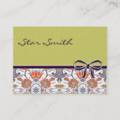 ヴィンテージオレンジと紫の花渦巻形の柄 名刺 (裏面)