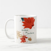 ヴィンテージオレンジと葉金ゴールド感謝していは コーヒーマグカップ (左)