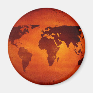 ヴィンテージオレンジの世界地図 マグネット
