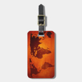 ヴィンテージオレンジの世界地図 ラゲッジタグ (正面縦)