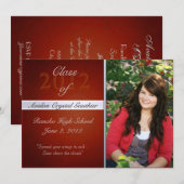 ヴィンテージオレンジの卒業招待状クラス 招待状 (正面/裏面)