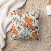 ヴィンテージオレンジアイリスフローラルパターン クッション (ブランケット)