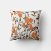 ヴィンテージオレンジアイリスフローラルパターン クッション (裏面)