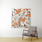 ヴィンテージオレンジアイリスフローラルパターン タペストリー (インサイチュ(横))