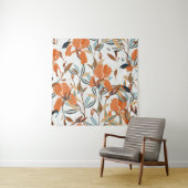 ヴィンテージオレンジアイリスフローラルパターン タペストリー (インサイチュ)