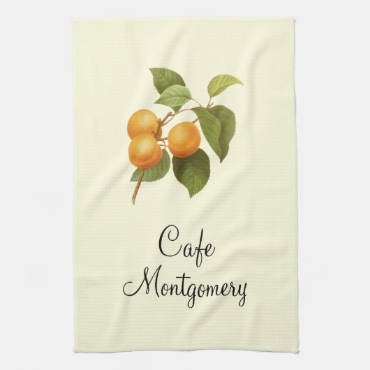 ヴィンテージオレンジアプリコッツウォーターカラースケッチ キッチンタオル (縦)