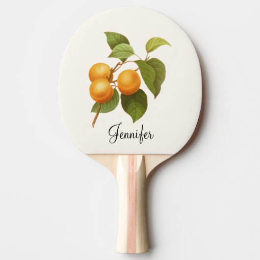 ヴィンテージオレンジアプリコッツウォーターカラースケッチ 卓球ラケット (正面)
