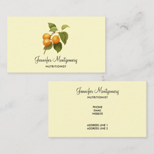 ヴィンテージオレンジアプリコッツウォーターカラースケッチ 名刺 (正面/裏面)