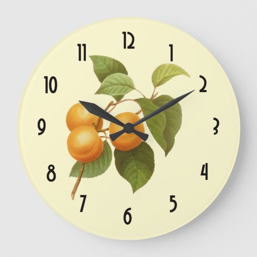 ヴィンテージオレンジアプリコットウォーターカラースケッチ ラージ壁時計 (正面)