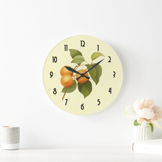 ヴィンテージオレンジアプリコットウォーターカラースケッチ ラージ壁時計 (ホーム)