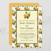 ヴィンテージオレンジアプリコット水の色パタ結婚ーン 招待状 (正面/裏面)