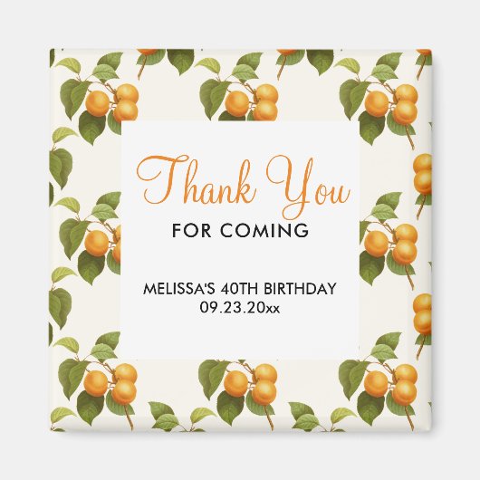 ヴィンテージオレンジアプリコット水彩ありがとう マグネット (正面)