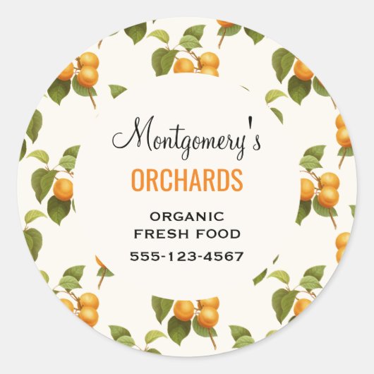 ヴィンテージオレンジアプリコット水彩模様事業 ラウンドシール (正面)