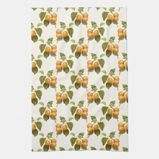 ヴィンテージオレンジアプリコット水彩模様 キッチンタオル (縦)