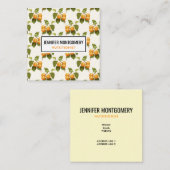 ヴィンテージオレンジアプリコット水彩模様 スクエア名刺 (正面/裏面)