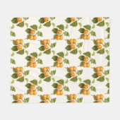 ヴィンテージオレンジアプリコット水彩模様 フリースブランケット (正面(横))