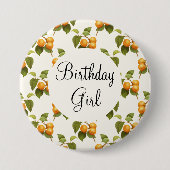 ヴィンテージオレンジアプリコット水彩模様 缶バッジ (正面)