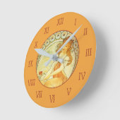 ヴィンテージオレンジアルフォンスミュシャアールヌーボー絵画ズ ラウンド壁時計 (傾斜)