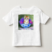 ヴィンテージオレンジアンドホワイトキットンイラストレーション トドラーTシャツ (正面)