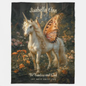 ヴィンテージオレンジアンドホワイトフェアヤータリーペガサス フリースブランケット (正面)