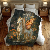 ヴィンテージオレンジアンドホワイトフェアヤータリーペガサス フリースブランケット