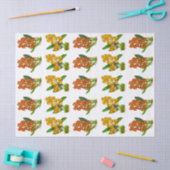 ヴィンテージオレンジイエローエキゾチック蘭の花 薄葉紙 (クラフト)