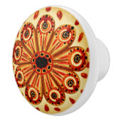 ヴィンテージオレンジイエローマリンチュニートイラストレーション セラミックノブ (右)