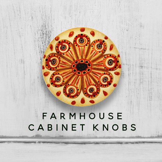 ヴィンテージオレンジイエローマリンチュニートイラストレーション セラミックノブ