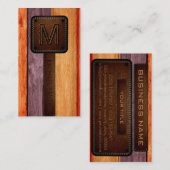 ヴィンテージオレンジウッドブラウンレザールック 名刺 (正面/裏面)