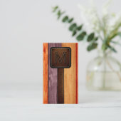 ヴィンテージオレンジウッドブラウンレザールック 名刺 (スタンド正面)