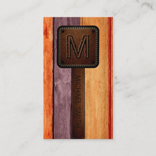 ヴィンテージオレンジウッドブラウンレザールック 名刺 (正面)