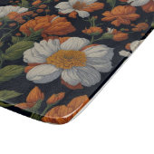 ヴィンテージオレンジエレガント色の白いレトロ花 カッティングボード (角)