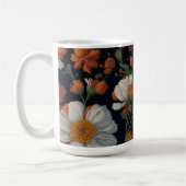 ヴィンテージオレンジエレガント色の白いレトロ花 コーヒーマグカップ (左)