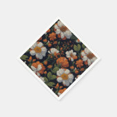 ヴィンテージオレンジエレガント色の白いレトロ花 スタンダードカクテルナプキン (角)