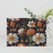 ヴィンテージオレンジエレガント色の白いレトロ花 招待状 (スタンド正面)