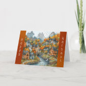 ヴィンテージオレンジオータムツリーズマウンテンサンクスギビング カード (正面)