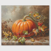 ヴィンテージオレンジカボチャ絵を描のデコペ ラッピングペーパー (フラット)