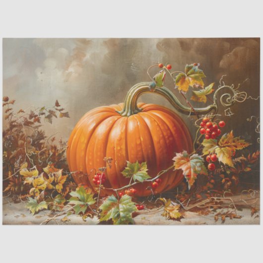 ヴィンテージオレンジカボチャ絵を描のデコペ 薄葉紙 (正面)