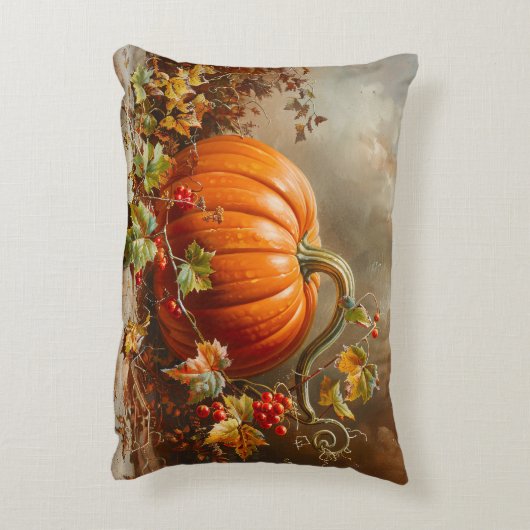 ヴィンテージオレンジカボチャ絵を描の アクセントクッション (裏面(縦))