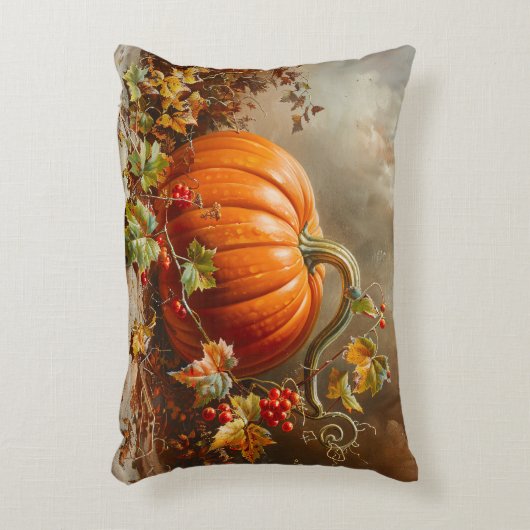 ヴィンテージオレンジカボチャ絵を描の アクセントクッション (正面(垂直))