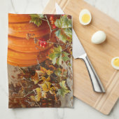 ヴィンテージオレンジカボチャ絵を描の キッチンタオル (四つ折り)