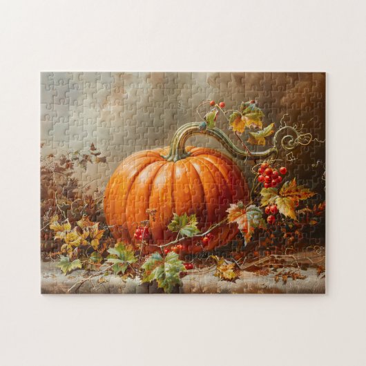 ヴィンテージオレンジカボチャ絵を描の ジグソーパズル (横)